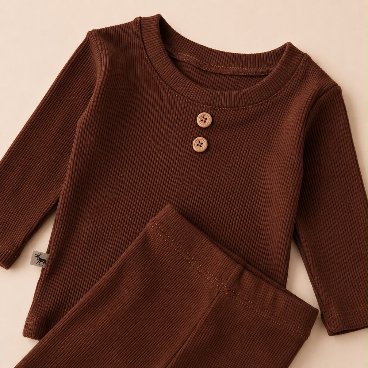 Conjunto Bebê Canelado Buttons Mocha Longo