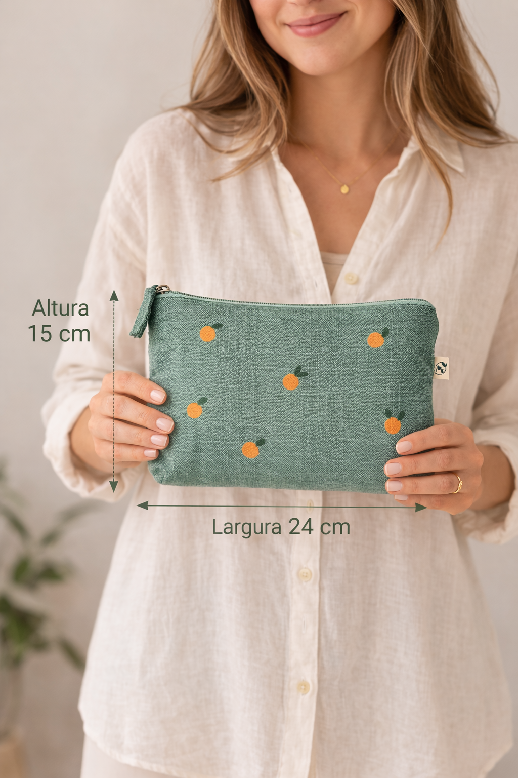 Necessaire Ecológica Algodão Laranjinha Green
