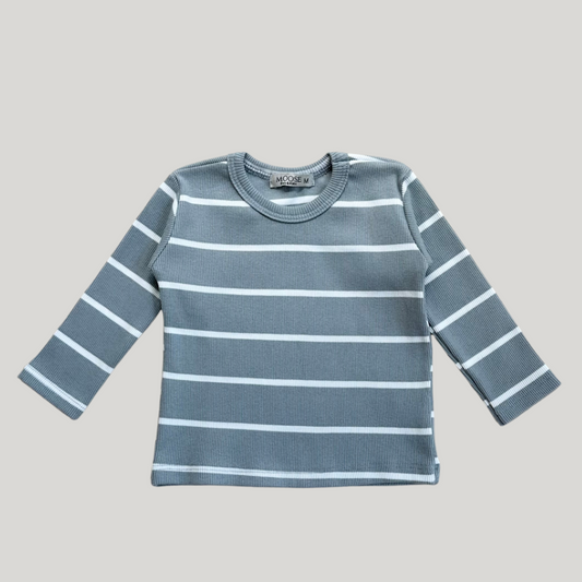 Blusa Canelada Bebe Listras Grey