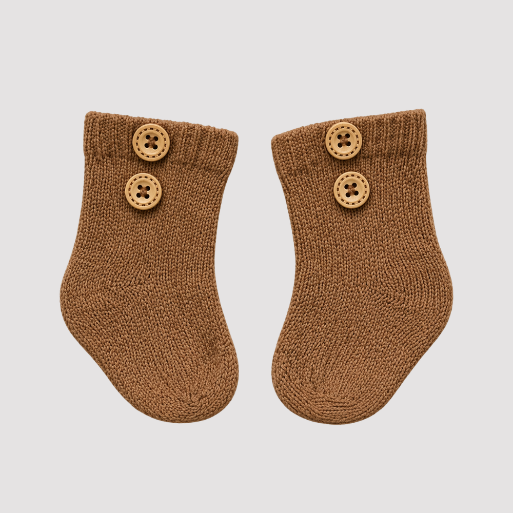 Meia Bebê Buttons Brown