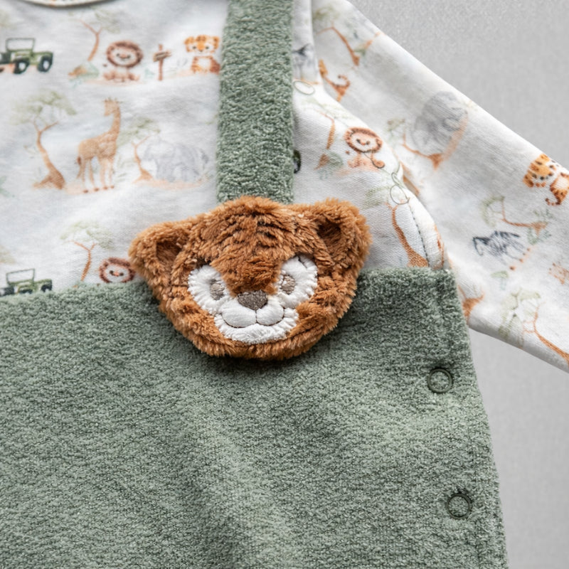 Macacão Recém Nascido Suspensório Florest Green