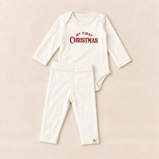 Conjunto Baby My First Christmas Off White