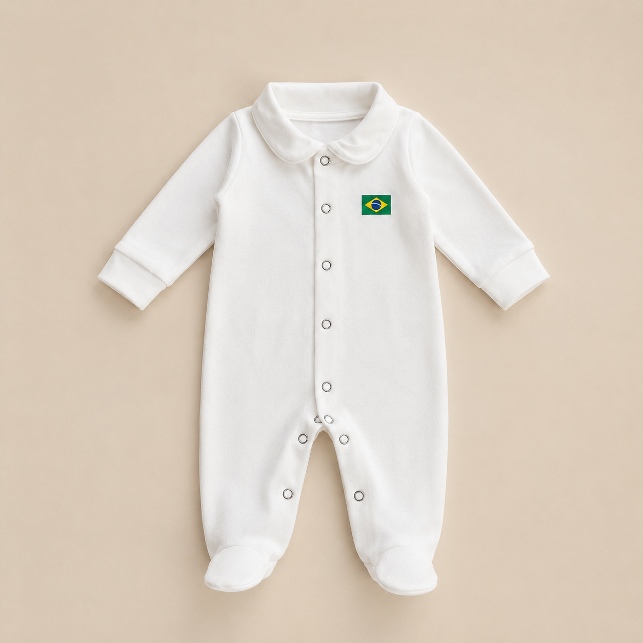 Macacão Brasil Recém Nascido Algodão Vintage Off White