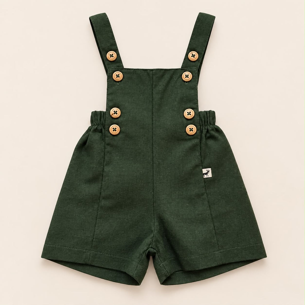 Jardineira Infantil Bebê Unissex Linho Musgo