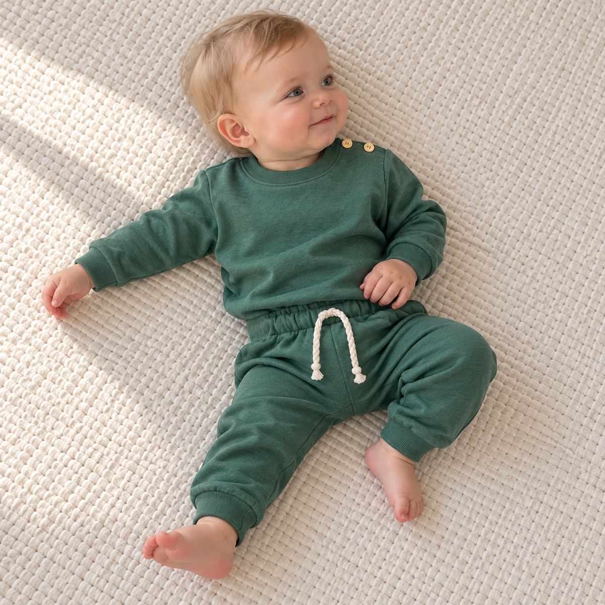Conjunto Bebê Moletom Comfy Buttons Musgo