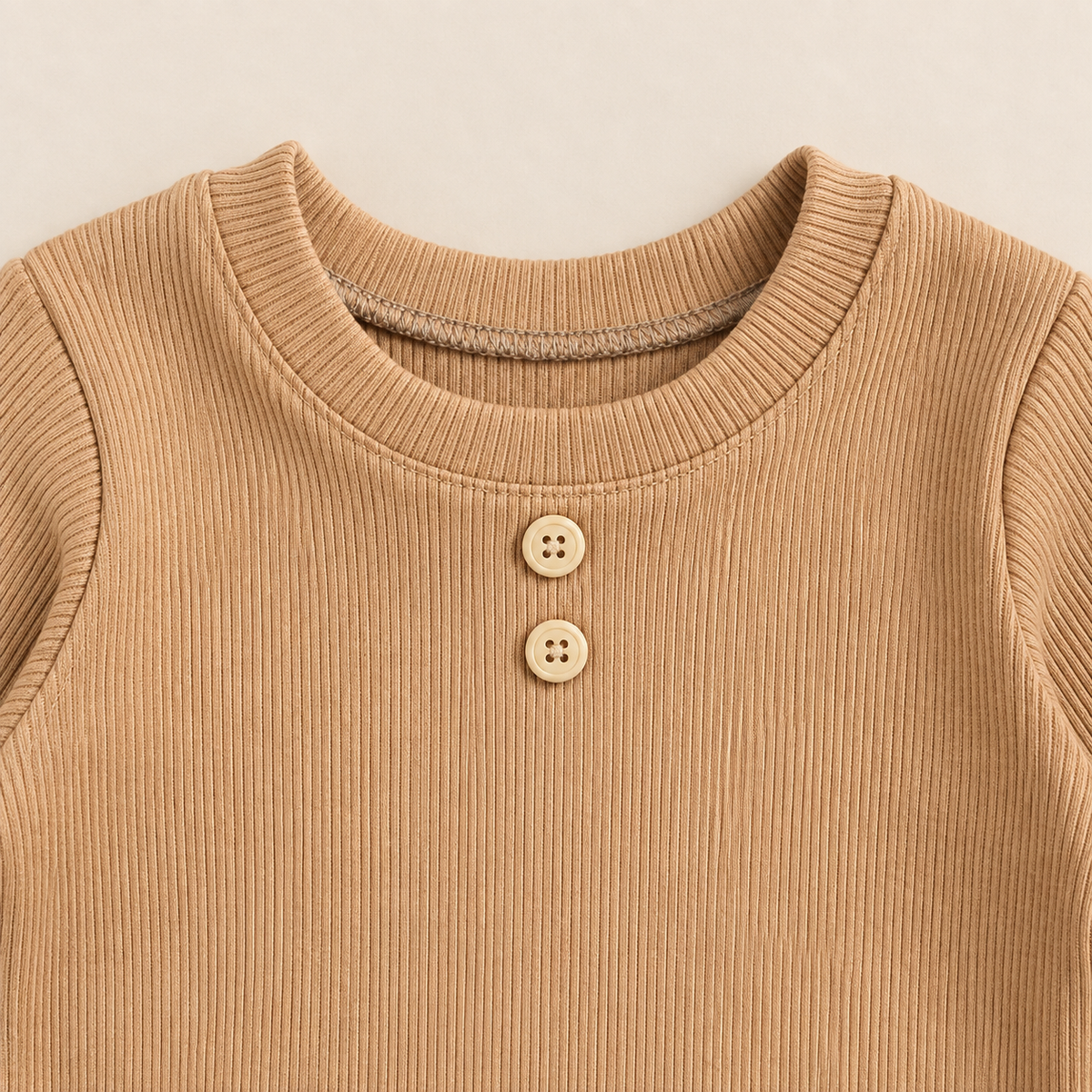 Conjunto Bebê Canelado Buttons Cappuccino Longo