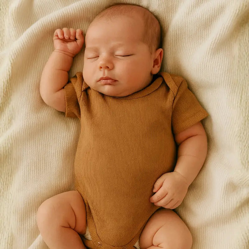Body Bebê Canelado Algodão Coffe Curto