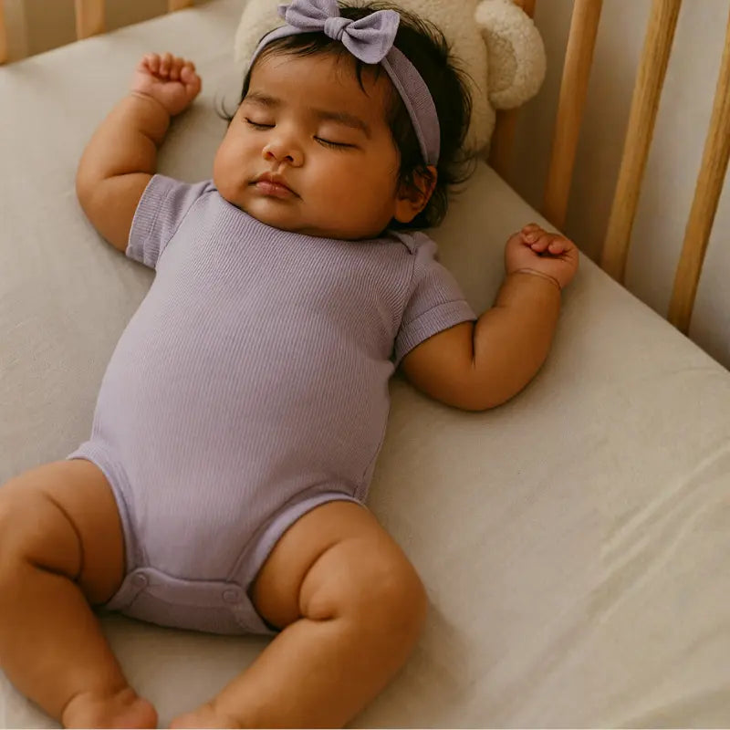 Body Bebê Canelado Lilas Curto