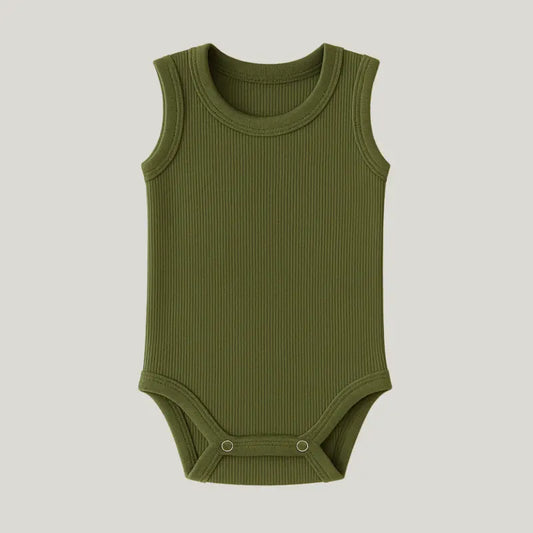Body Bebê Canelado Regata Verde Musgo