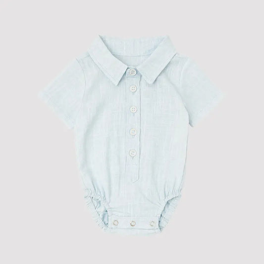 Body Bebê Social Joseph Algodão Azul