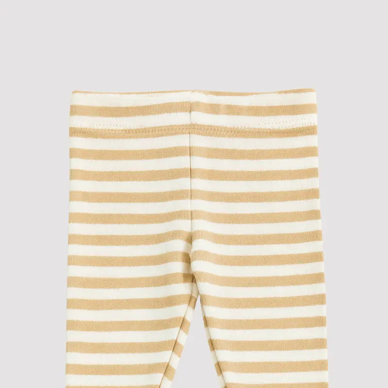 Calca Bebe Unissex Listras Bege 