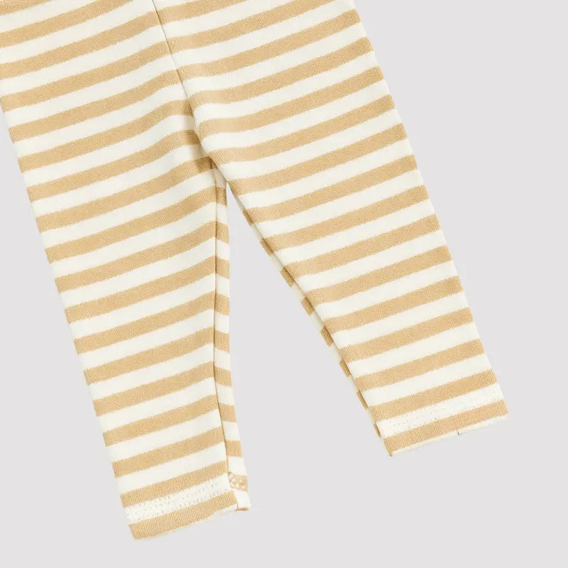 Calca Bebe Unissex Listras Bege