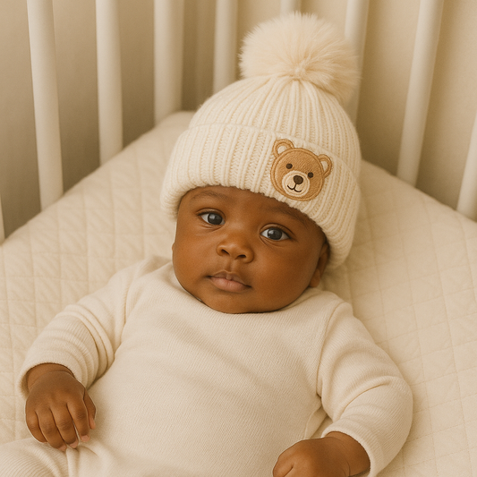 Touca Bebê Bear Bordado Cream