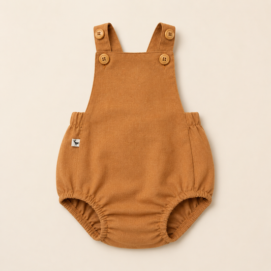 Romper Bebê Tradicional Linho Caramelo