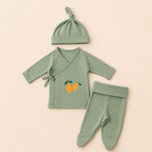 Kit Recém Nascido 3 peças Organic Lemon Verde