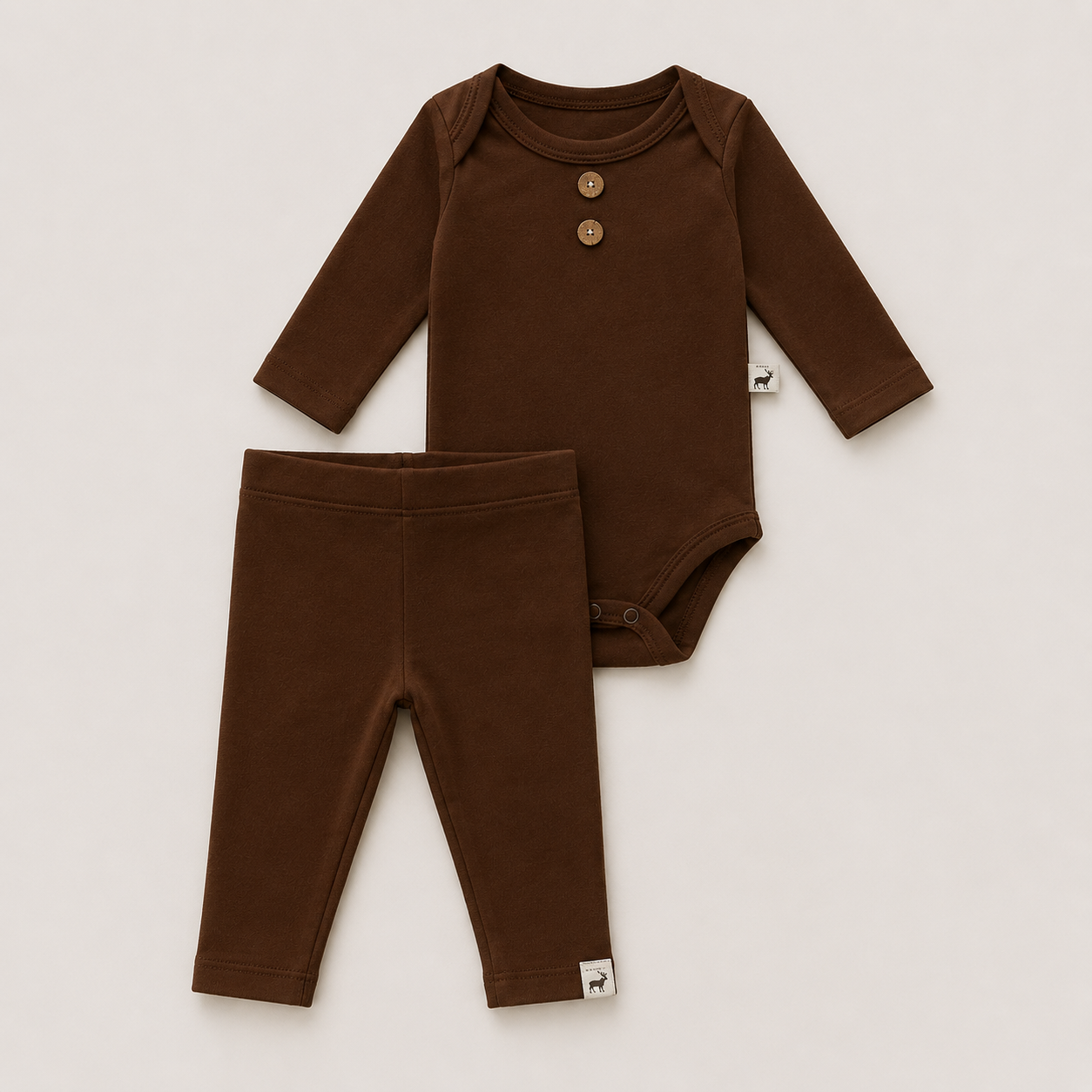 Conjunto Bebê Algodão Buttons Mocha