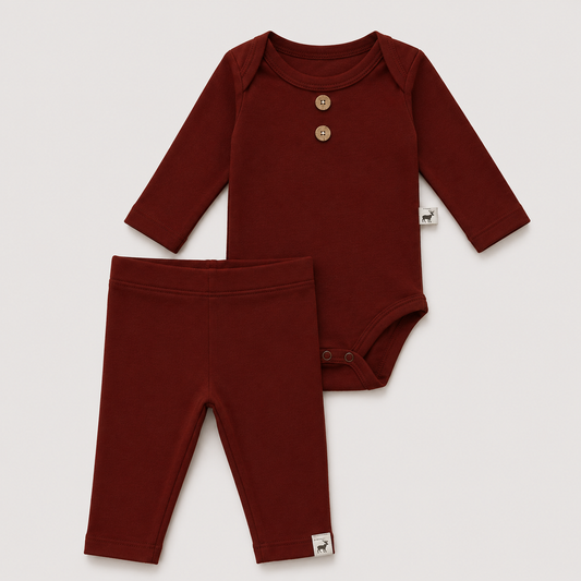 Conjunto Bebê Algodão Organic Buttons Longo Bordo
