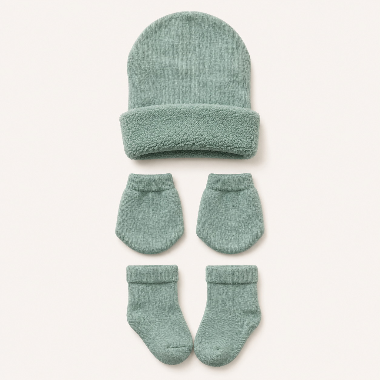 Kit 3 Peças Recém Nascido Luva+Touca+Meia Verde Menta