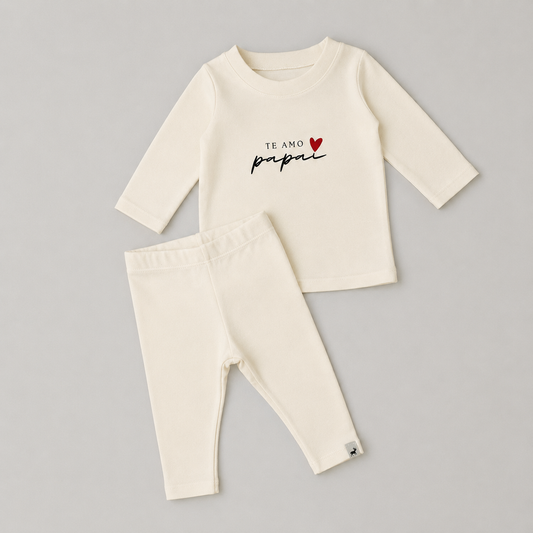 Conjunto Algodão Te Amo Papai Off White Longo