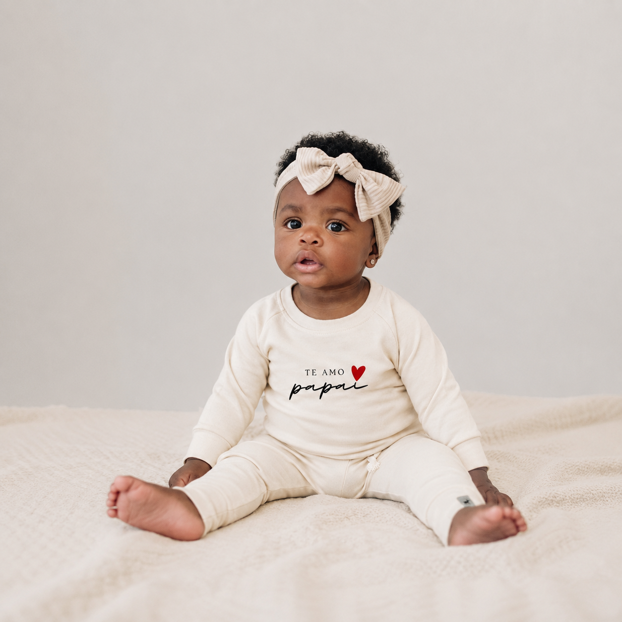 Conjunto Algodão Te Amo Papai Off White Longo