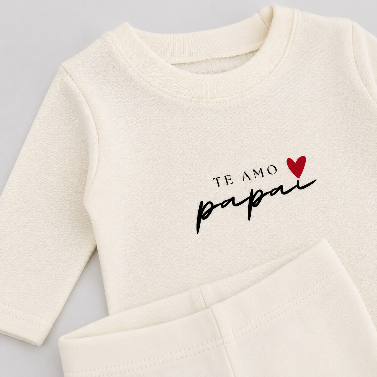 Conjunto Algodão Te Amo Papai Off White Longo