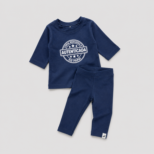Conjunto Algodão Copia Autenticada Papai Longo Marinho