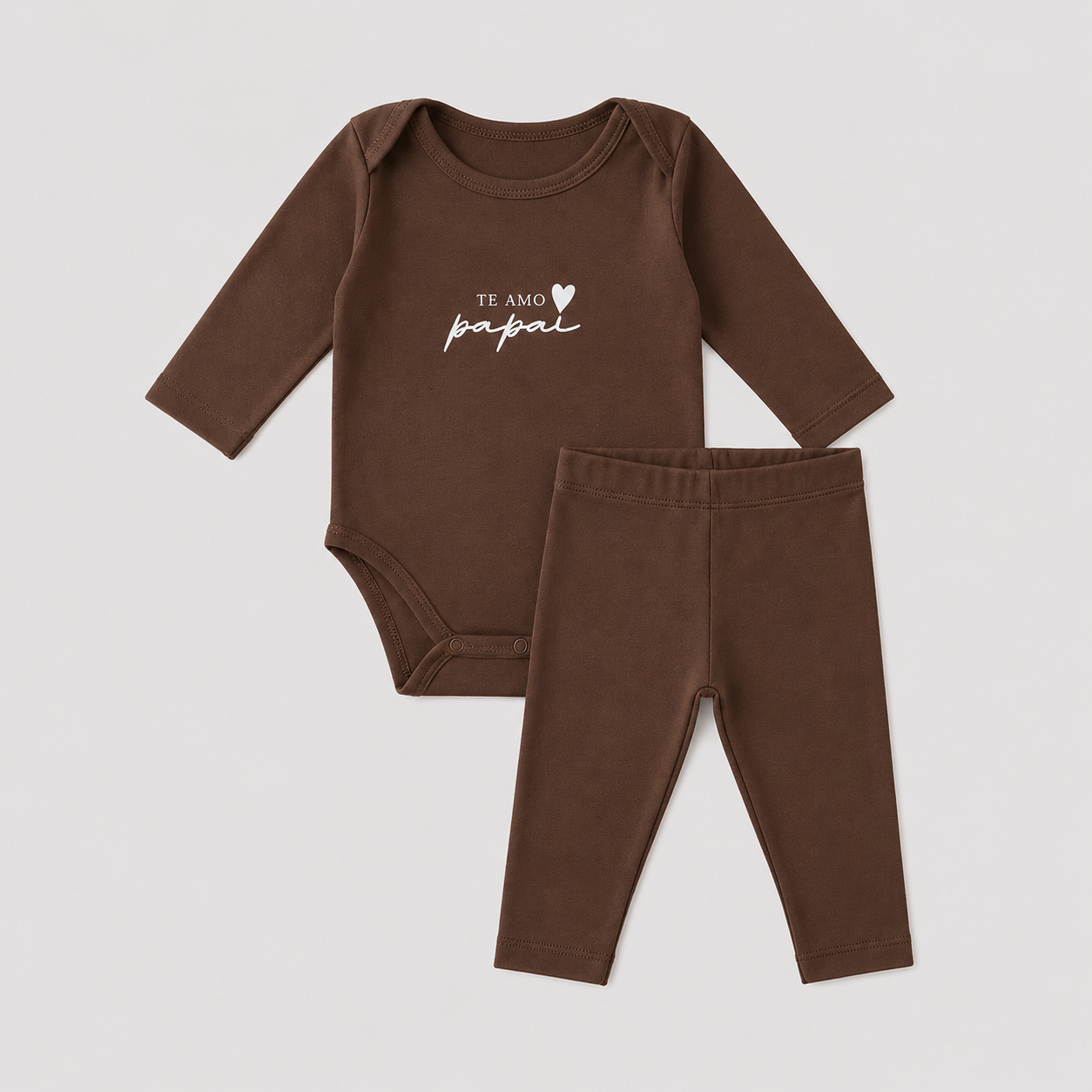 Conjunto Bebê Algodão Orgânic Te Amo Papai Mocha