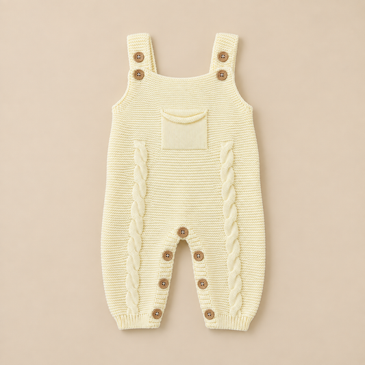 Jardineira Bebê Tricot Sweet Yellow