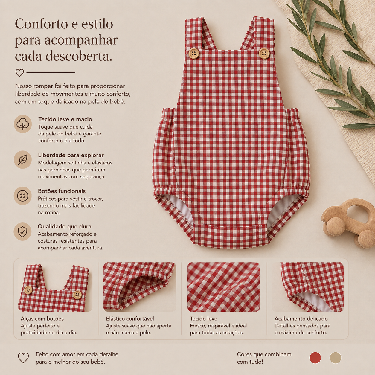 Romper Bebê Chess Red