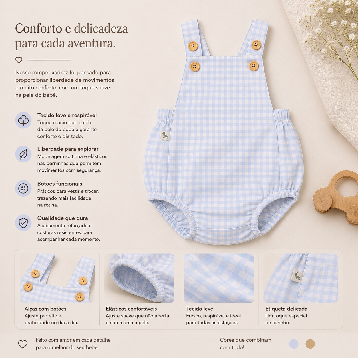 Pelele de bebé unisex de ajedrez azul