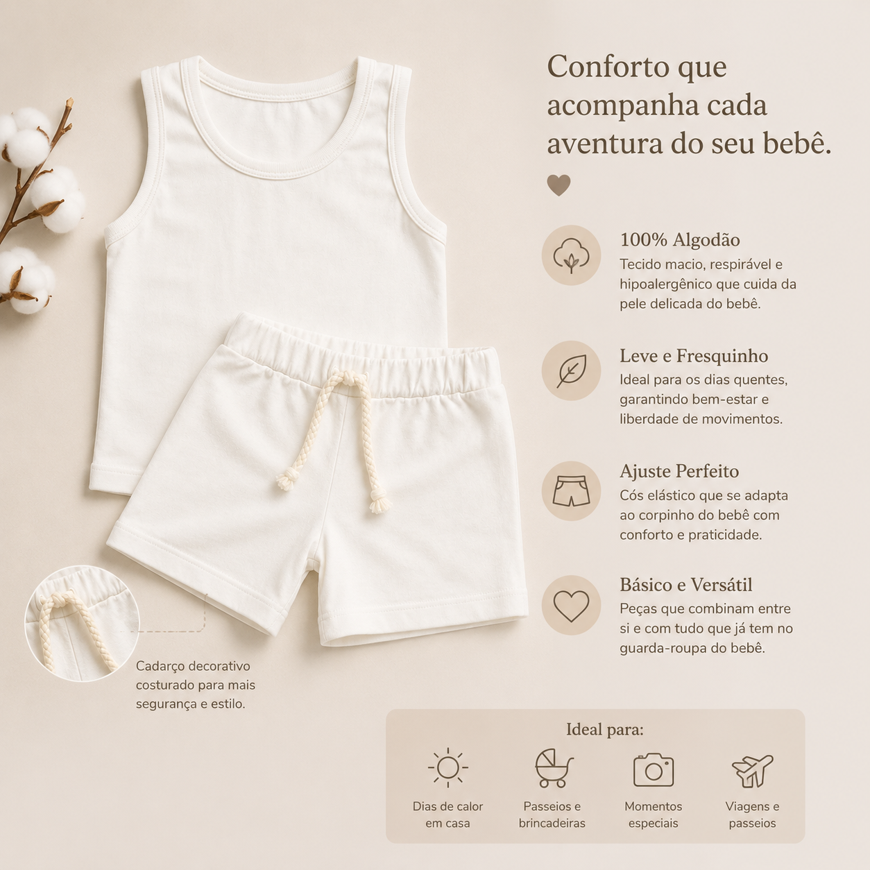 Conjunto de bebé Ollie Summer Off White