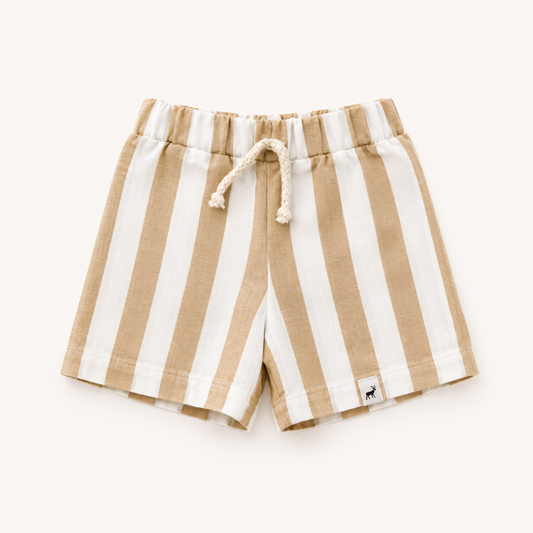 Short Bebê Linho Beach Listras Caqui
