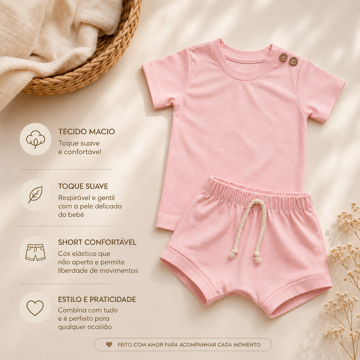 Conjunto Bebê Confort Buttons Rose
