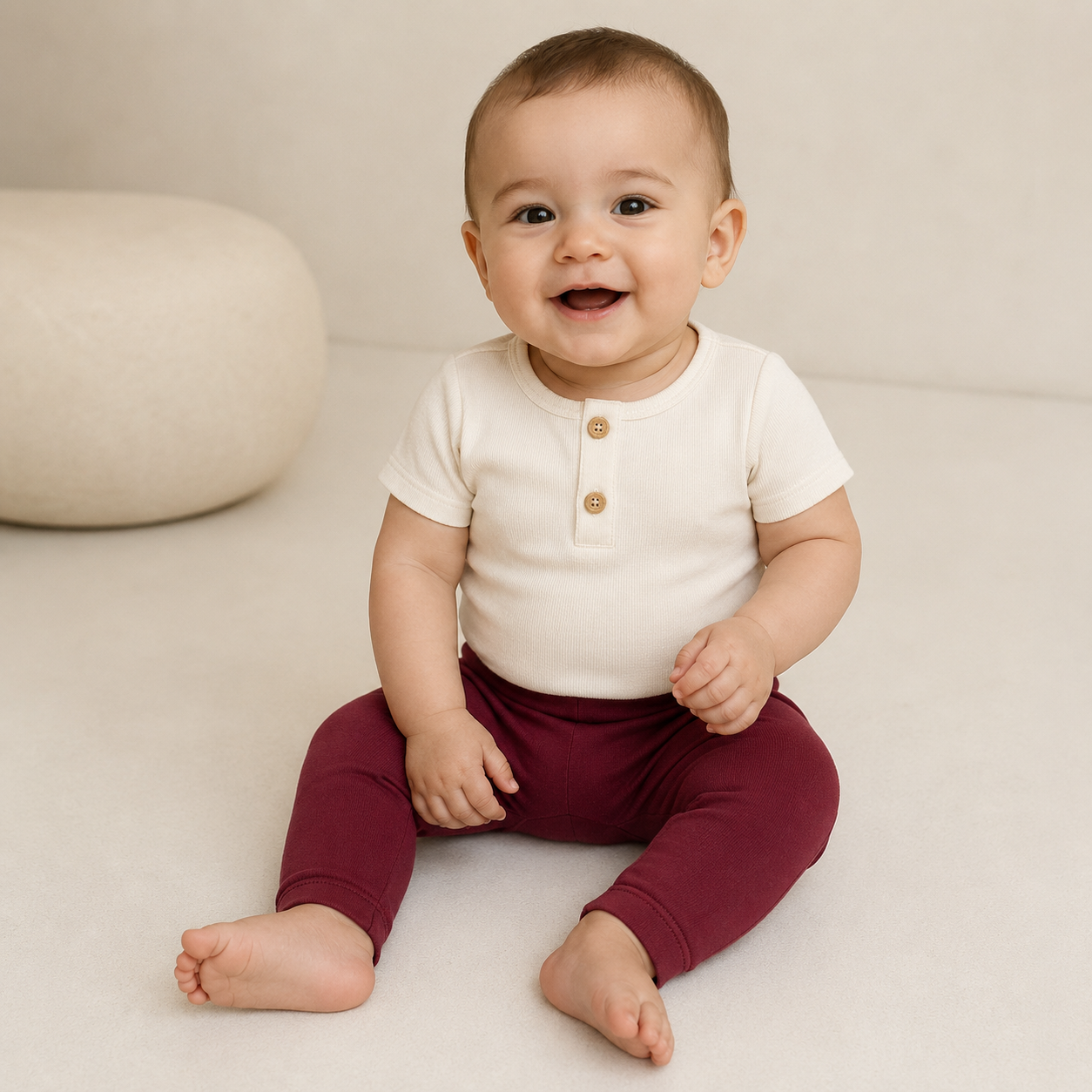 Pantalones de bebé de algodón burdeos