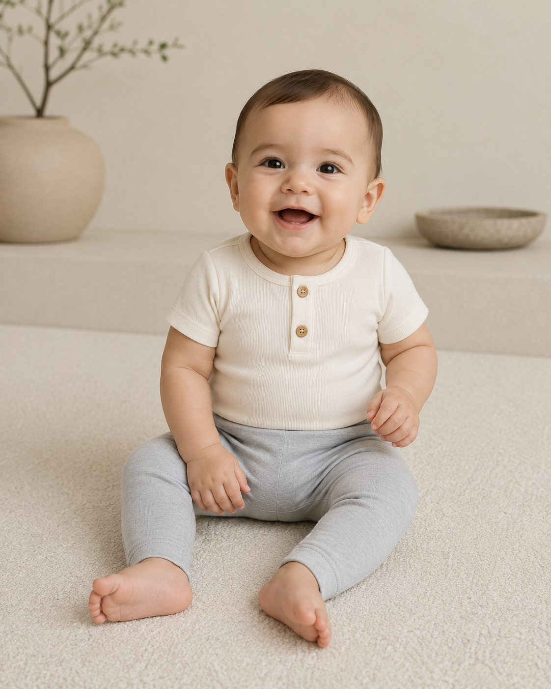 Calça Bebê Algodão Cinza