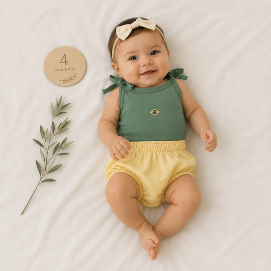 Kit 2 peças Menina Brasileirinha Verde