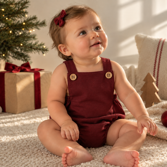 Romper Bebê Tradicional Linho Bordo