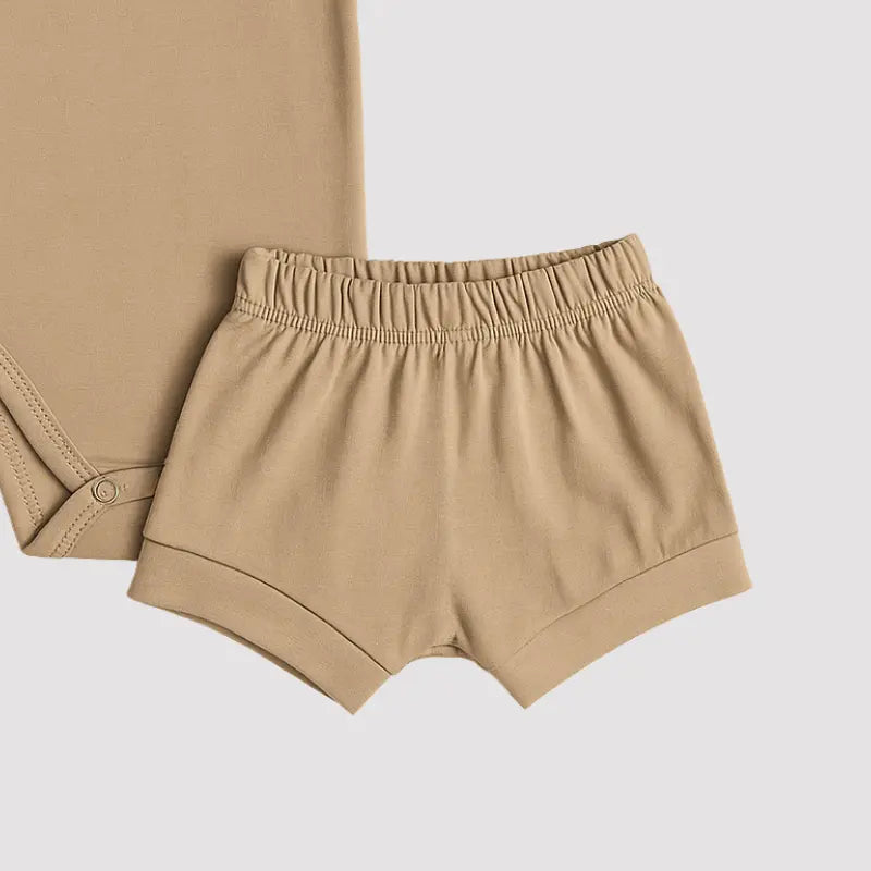 Conjunto Bebe Algodao Flower Bege