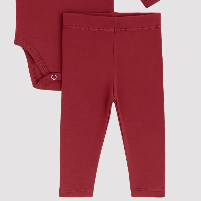Conjunto Bebe Algodao Organic Adorable Bordo