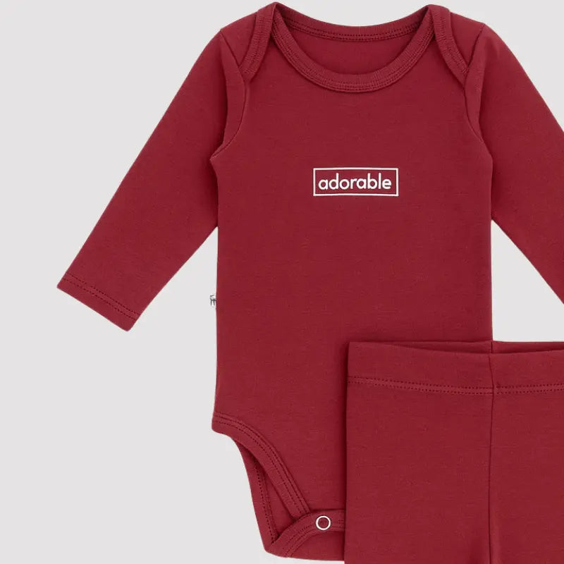 Conjunto Bebe Algodao Organic Adorable Bordo