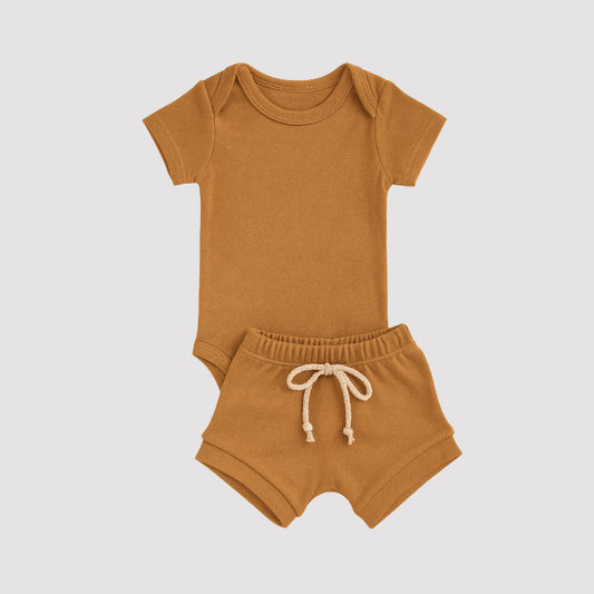 Conjunto Bebe Algodao Organic Caramelo Curto