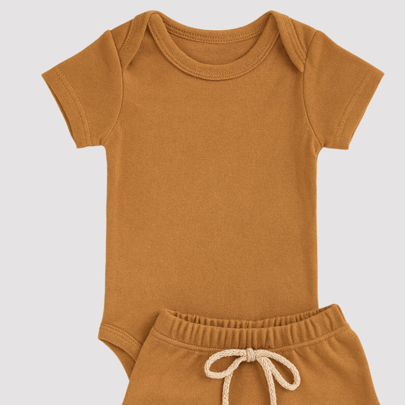 Conjunto Bebe Algodao Organic Caramelo Curto