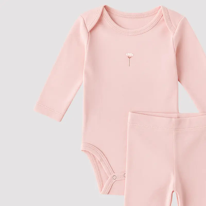 Conjunto Bebe Algodao Organic Flower Rosa