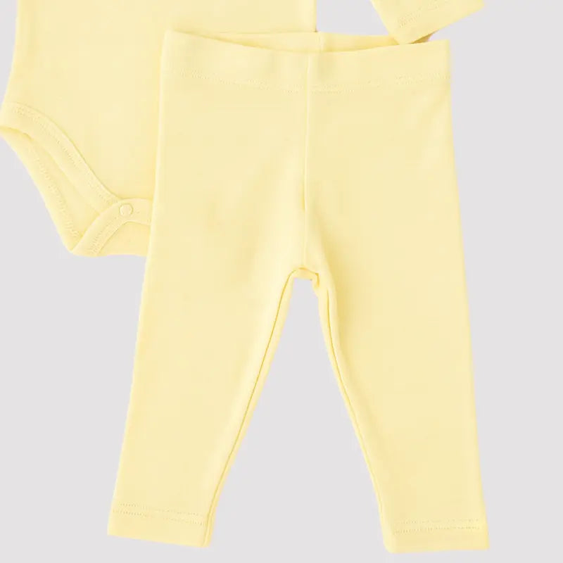 Conjunto Bebe Algodao Organic Hello Mundo Yellow