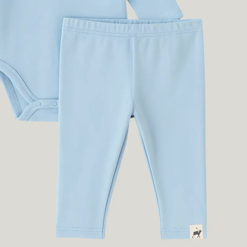 Conjunto Bebe Algodao Organic Longo Azul Bebe unissex