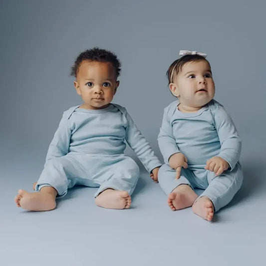 Conjunto Bebê Algodão Organic Longo Azul Bebê