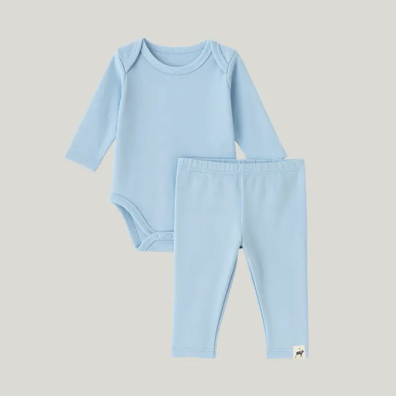 Conjunto Bebe Algodao Organic Longo Azul Bebe unissex