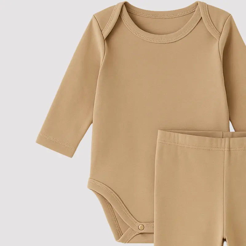 Conjunto Bebê Algodão Organic Longo Bege