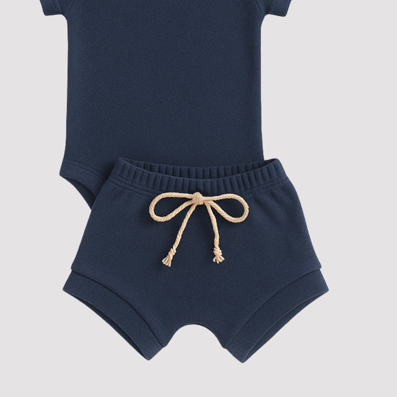 Conjunto Bebe Algodao Organic Marinho Curto