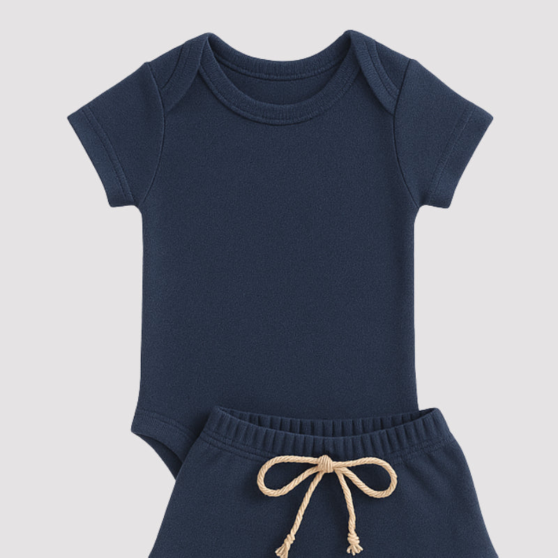 Conjunto Bebe Algodao Organic Marinho Curto